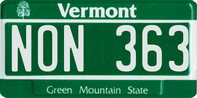 VT license plate NON363