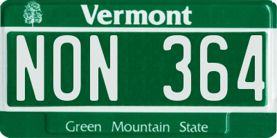 VT license plate NON364