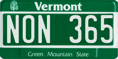 VT license plate NON365