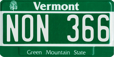 VT license plate NON366