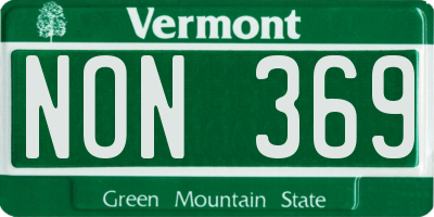 VT license plate NON369