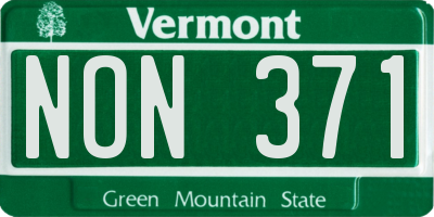 VT license plate NON371