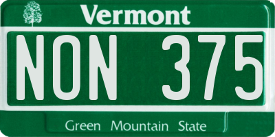 VT license plate NON375