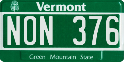 VT license plate NON376
