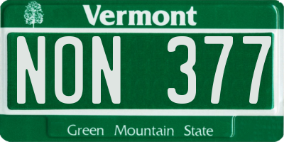VT license plate NON377