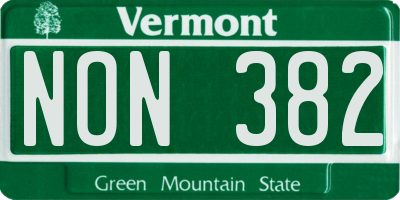 VT license plate NON382
