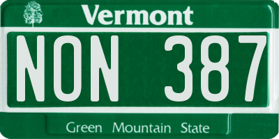 VT license plate NON387