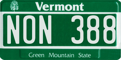 VT license plate NON388