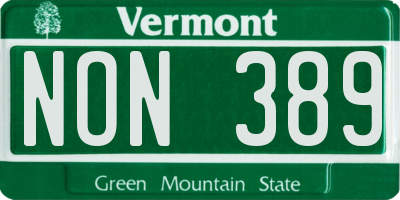 VT license plate NON389