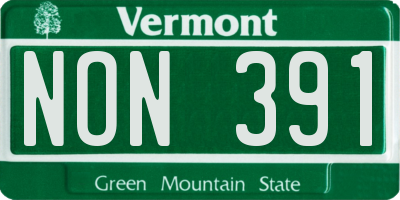 VT license plate NON391