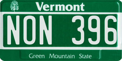 VT license plate NON396