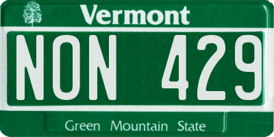 VT license plate NON429