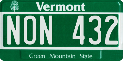 VT license plate NON432