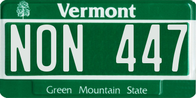 VT license plate NON447