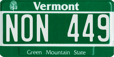 VT license plate NON449