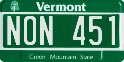 VT license plate NON451