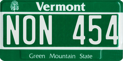 VT license plate NON454