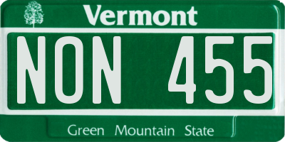 VT license plate NON455