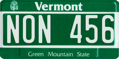 VT license plate NON456