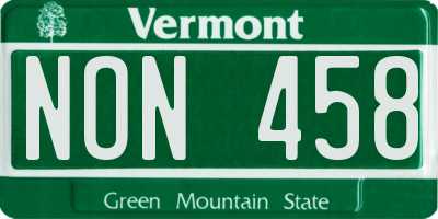 VT license plate NON458
