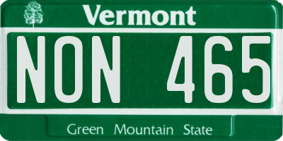 VT license plate NON465