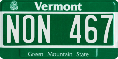 VT license plate NON467