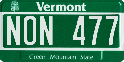 VT license plate NON477