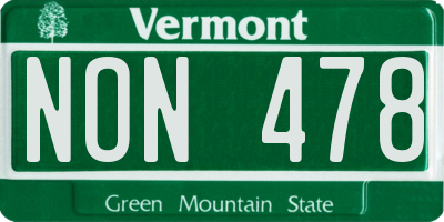 VT license plate NON478