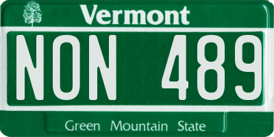 VT license plate NON489