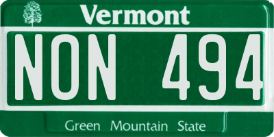 VT license plate NON494
