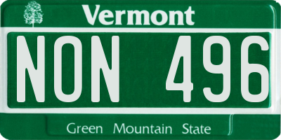 VT license plate NON496