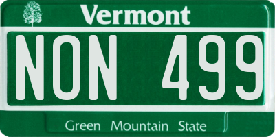 VT license plate NON499