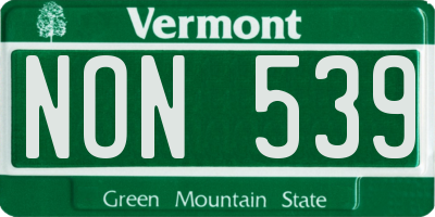 VT license plate NON539