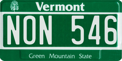 VT license plate NON546