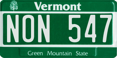VT license plate NON547