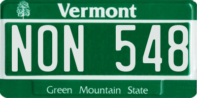 VT license plate NON548