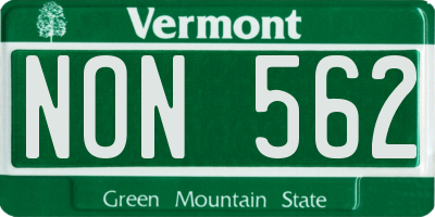 VT license plate NON562