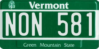 VT license plate NON581