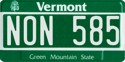 VT license plate NON585