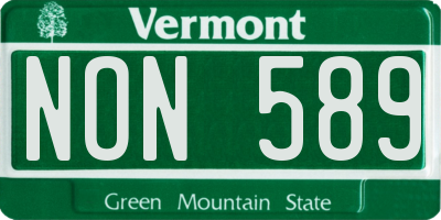VT license plate NON589