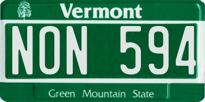 VT license plate NON594