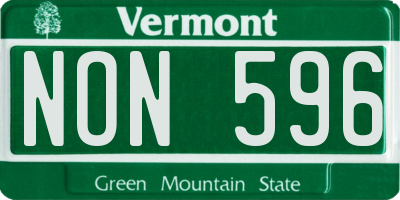VT license plate NON596