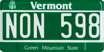 VT license plate NON598