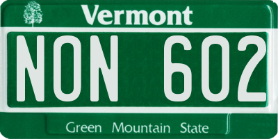 VT license plate NON602
