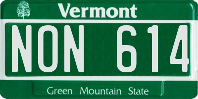 VT license plate NON614