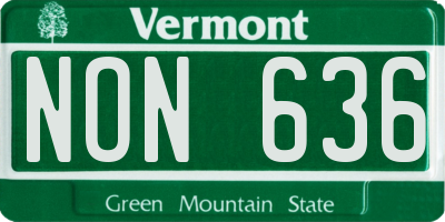 VT license plate NON636
