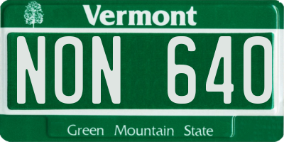 VT license plate NON640