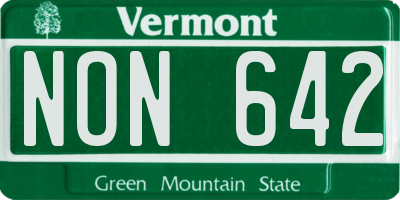 VT license plate NON642