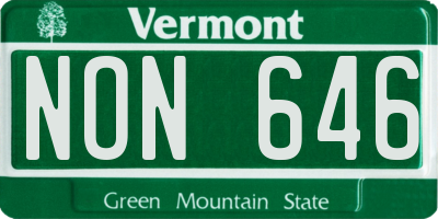 VT license plate NON646