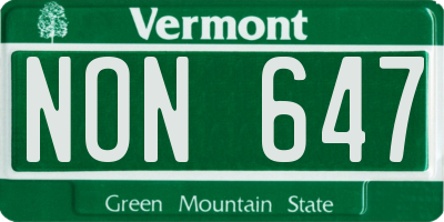 VT license plate NON647